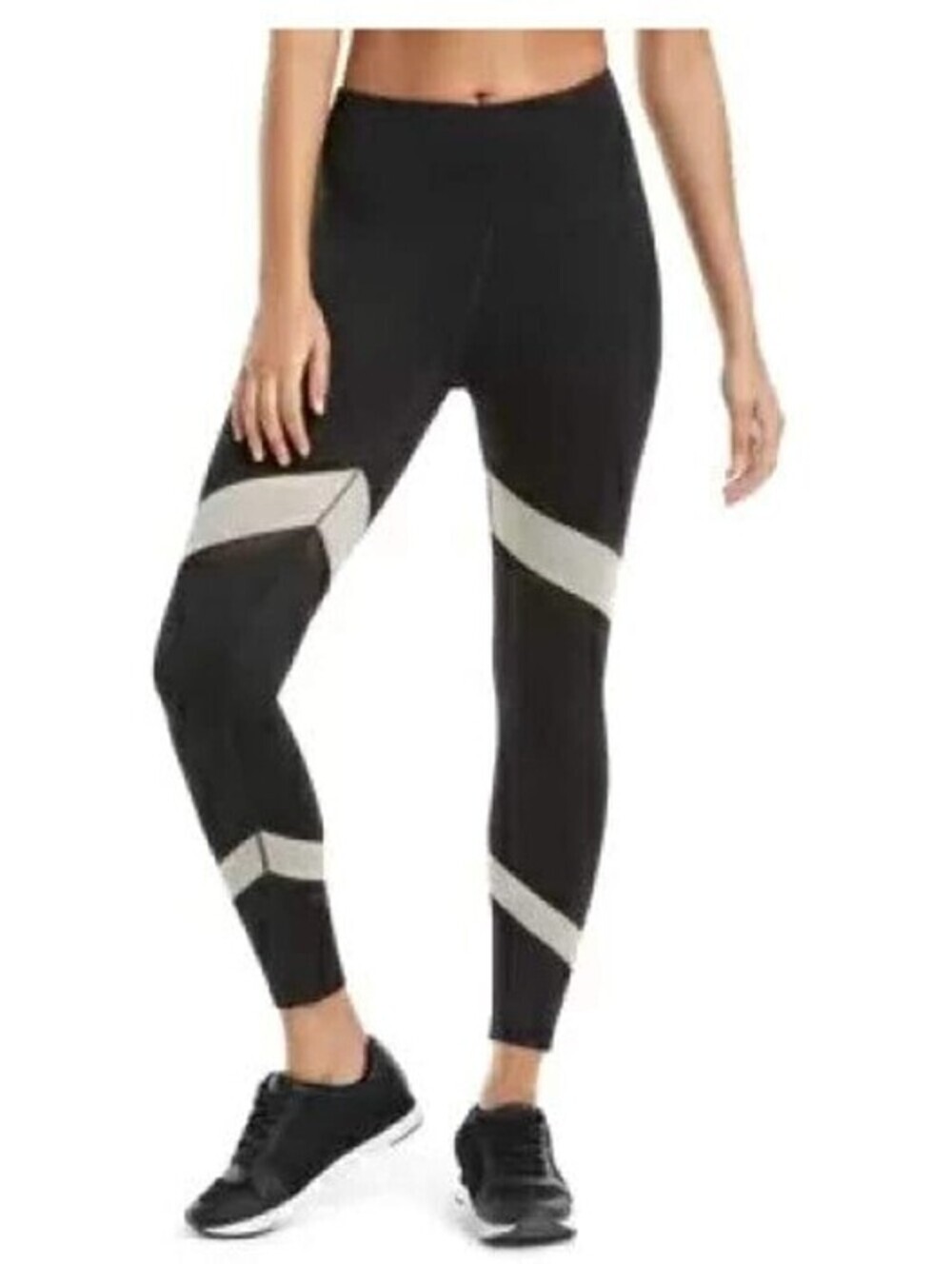 Calvin Klein Womens Colorblocked Mesh-Trimmed High-Waist Leggings Size S
